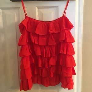 Boutique Silk Ruffle Tiered Tank Top Cami